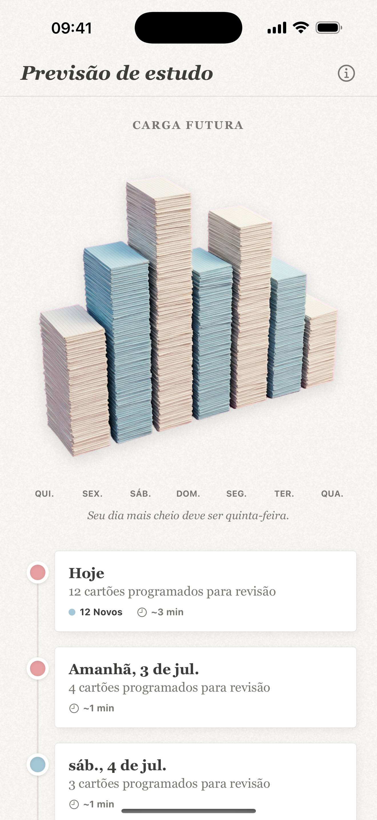 Previsão do Repeto no iPhone: próximas revisões distribuídas ao longo da semana